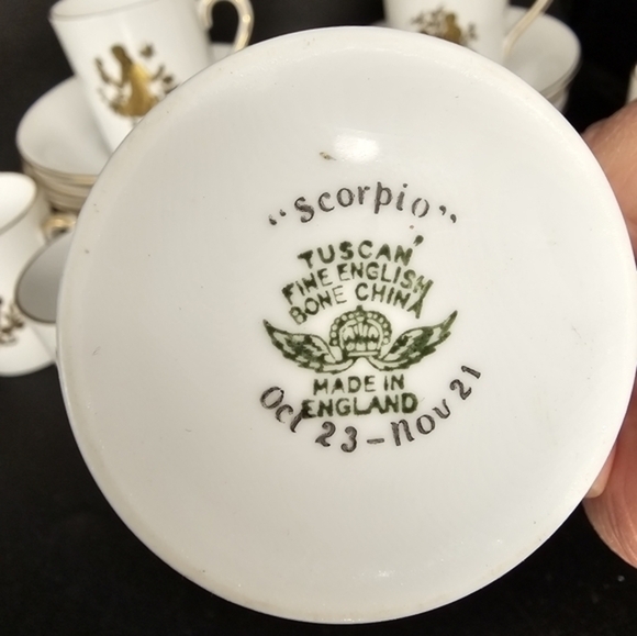 Unique vintage zodiac espresso cups and saucer set. Complete set of 12. - Picture 13 of 13